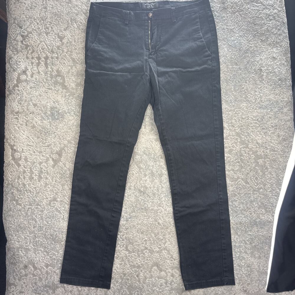 Matchstick Argus Mens Black Cotton Chino Utility Trousers Size 32-34